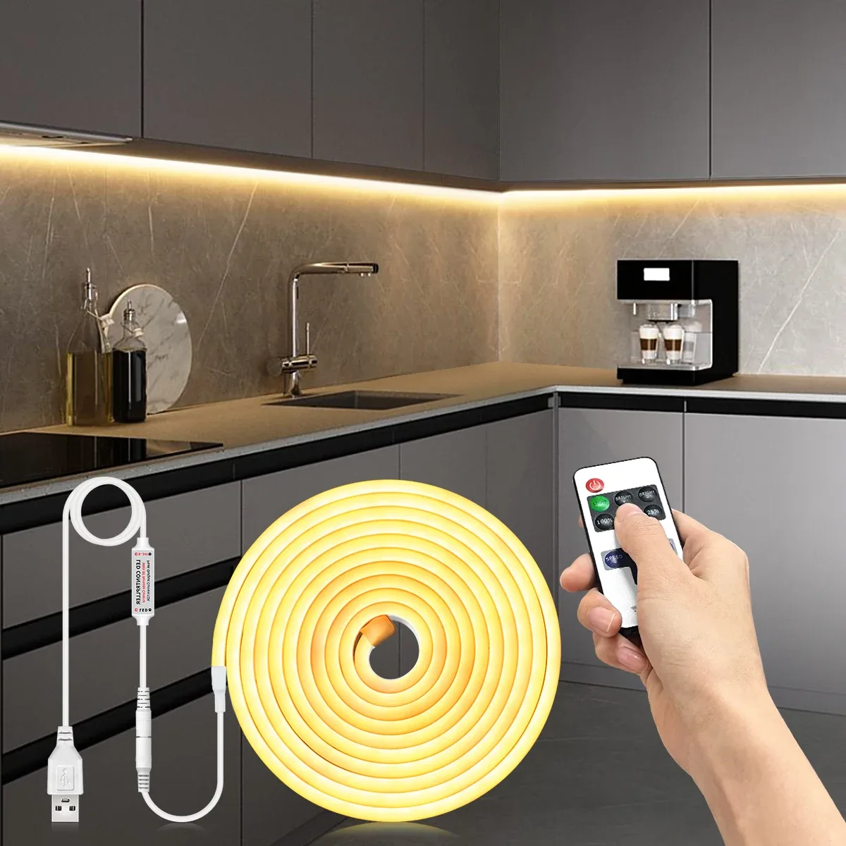 Bande LED Néon Flexible 5V avec Capteur Tactile Invisible et Télécommande
