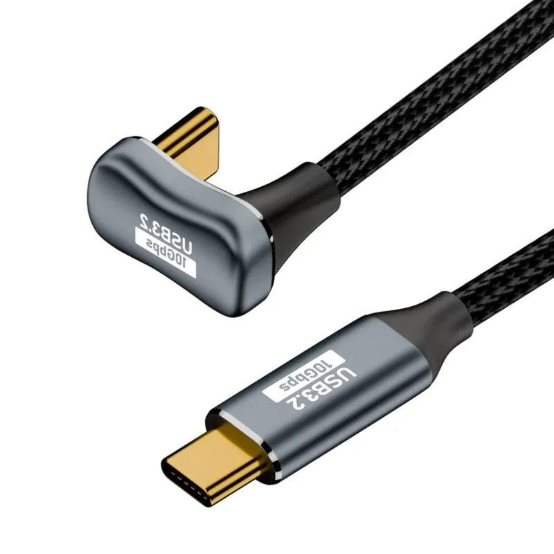 Câble USB-C vers USB-C PD 100W - Connecteur en U à 180° - Charge Rapide et Transfert de Données