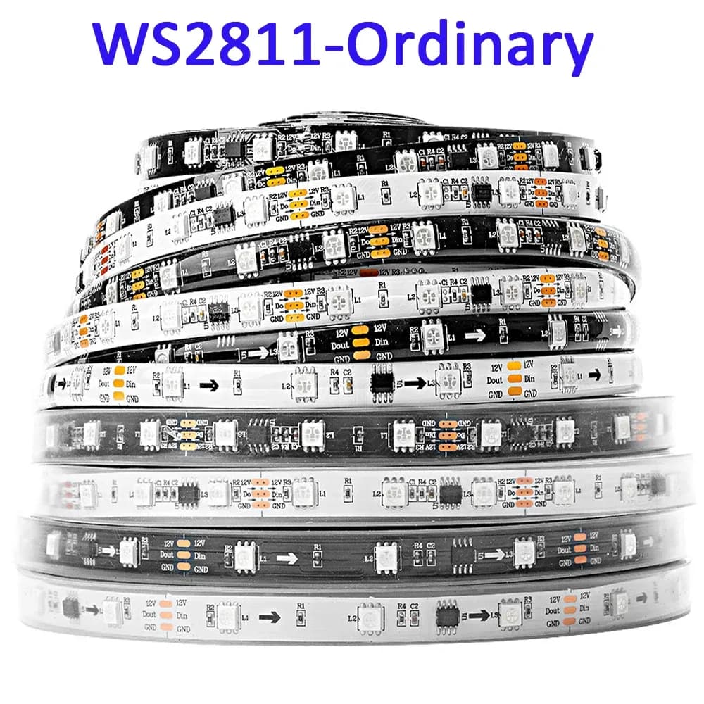 Ruban LED Adressable RGB IC 5m - 5V/12V WS2811 WS2812B WS2813 WS2815 - 30/60 LEDs/m IP30/IP65/IP67 slide 2