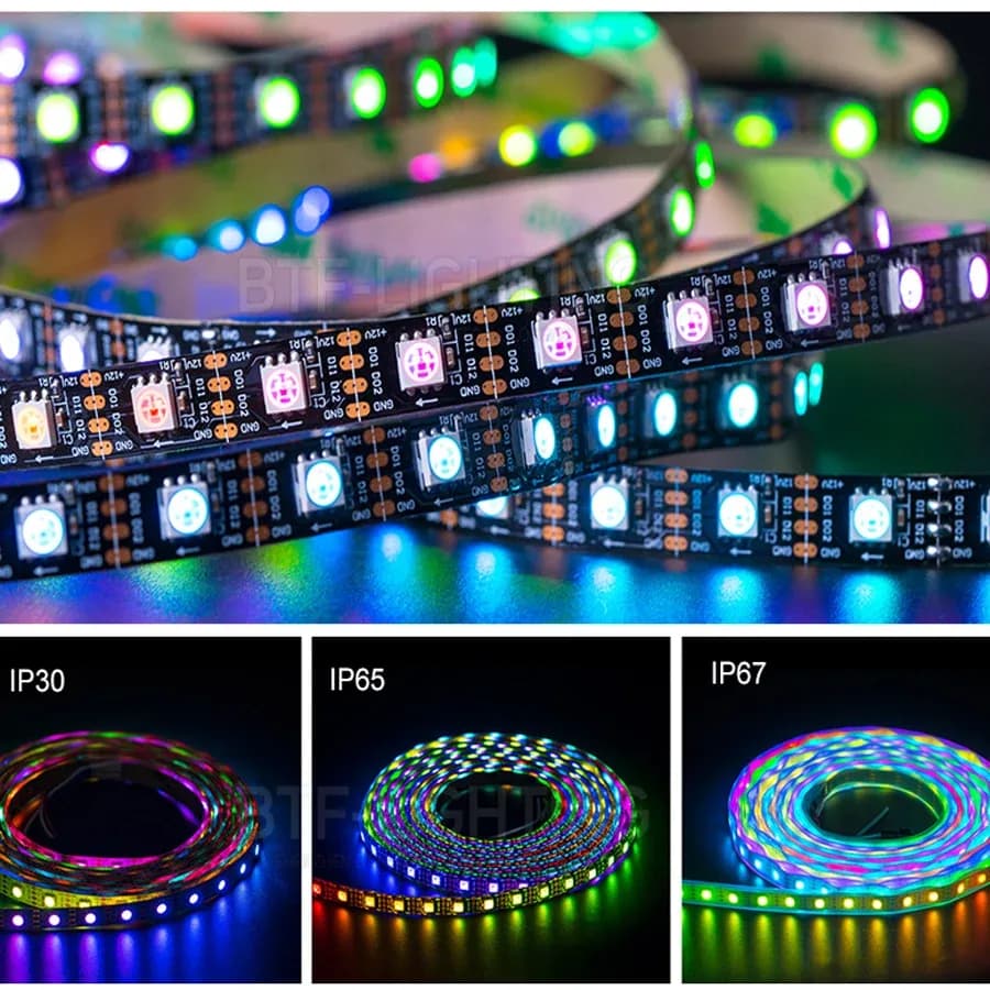 Ruban LED Adressable RGB IC 5m - 5V/12V WS2811 WS2812B WS2813 WS2815 - 30/60 LEDs/m IP30/IP65/IP67 slide 6