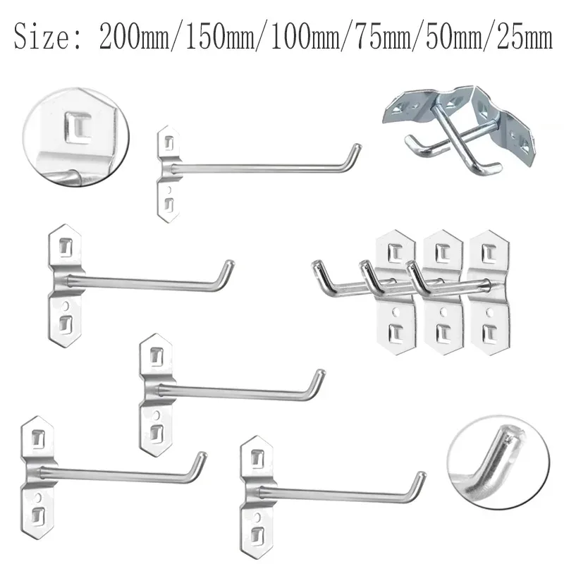 Crochets inclinés en acier pour panneau perforé (Lot de 1 à 10)