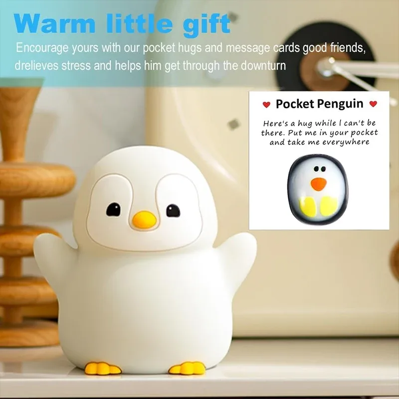 Veilleuse pingouin en silicone souple, rechargeable USB avec intensité réglable et minuterie - Image 3