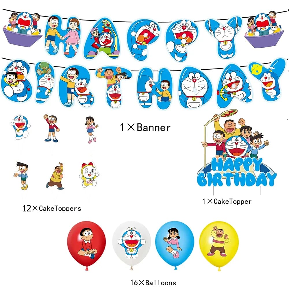 Kit de décoration et vaisselle d'anniversaire Doraemon slide 4