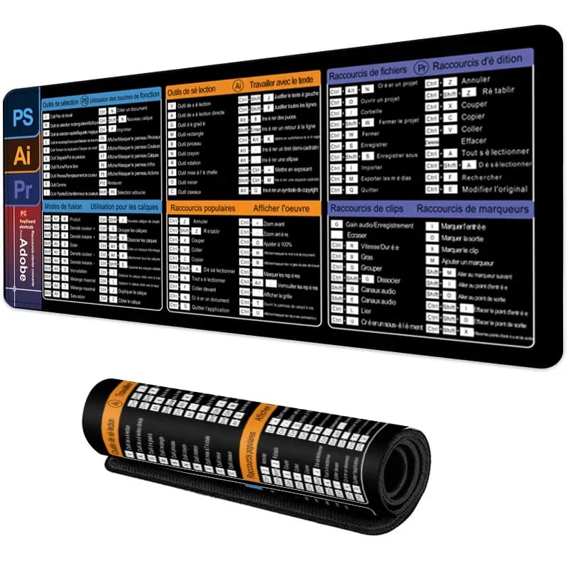 Tapis de bureau professionnel avec aide-mémoire de raccourcis clavier - Image 4