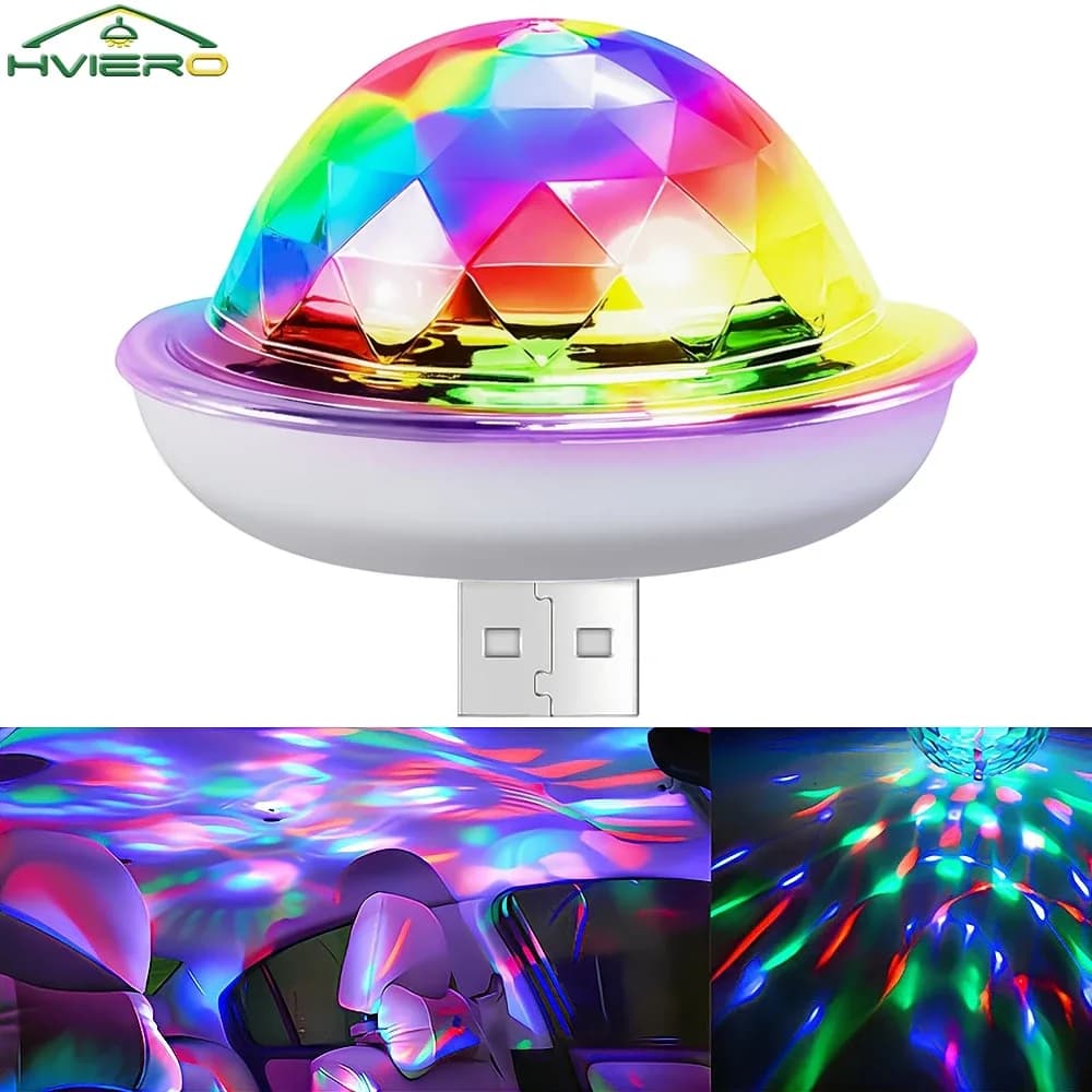 Mini lampe d'ambiance LED USB à effet disco RGB