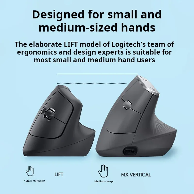 Logitech Lift - Souris ergonomique verticale sans fil pour petites mains, Bluetooth - Image 2