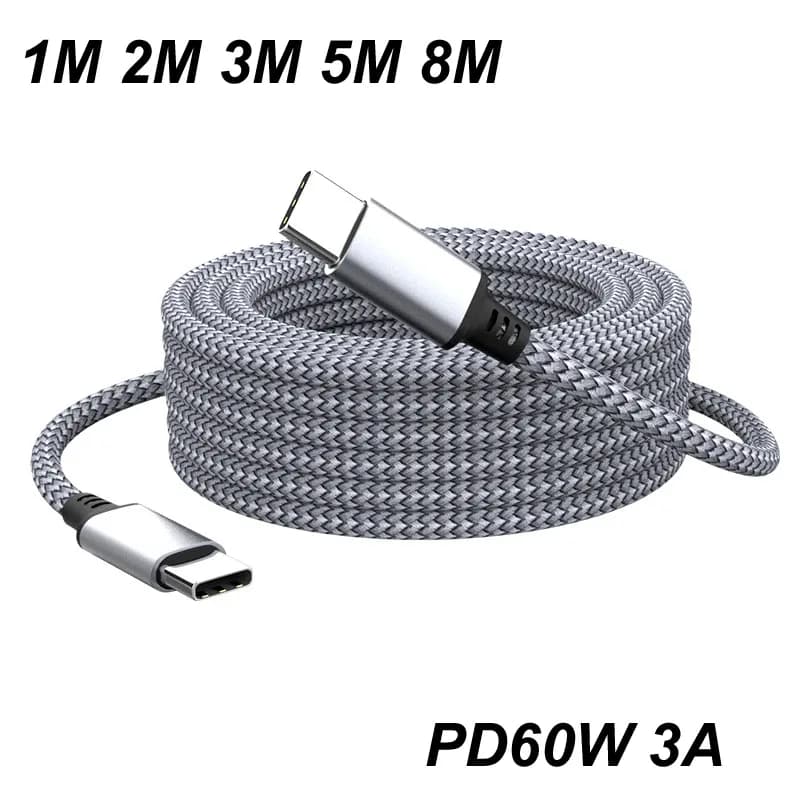 Câble USB-C vers USB-C PD 60W 3A - Charge Rapide et Transfert de Données - Arc-en-ciel - Image 1