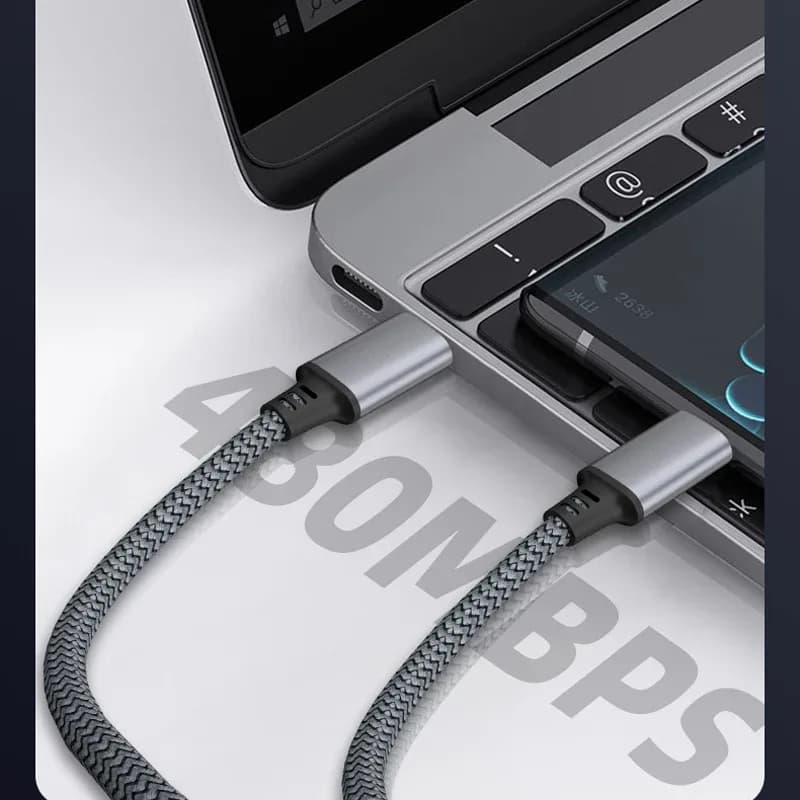 Câble USB-C vers USB-C PD 60W 3A - Charge Rapide et Transfert de Données - Arc-en-ciel - Image 3