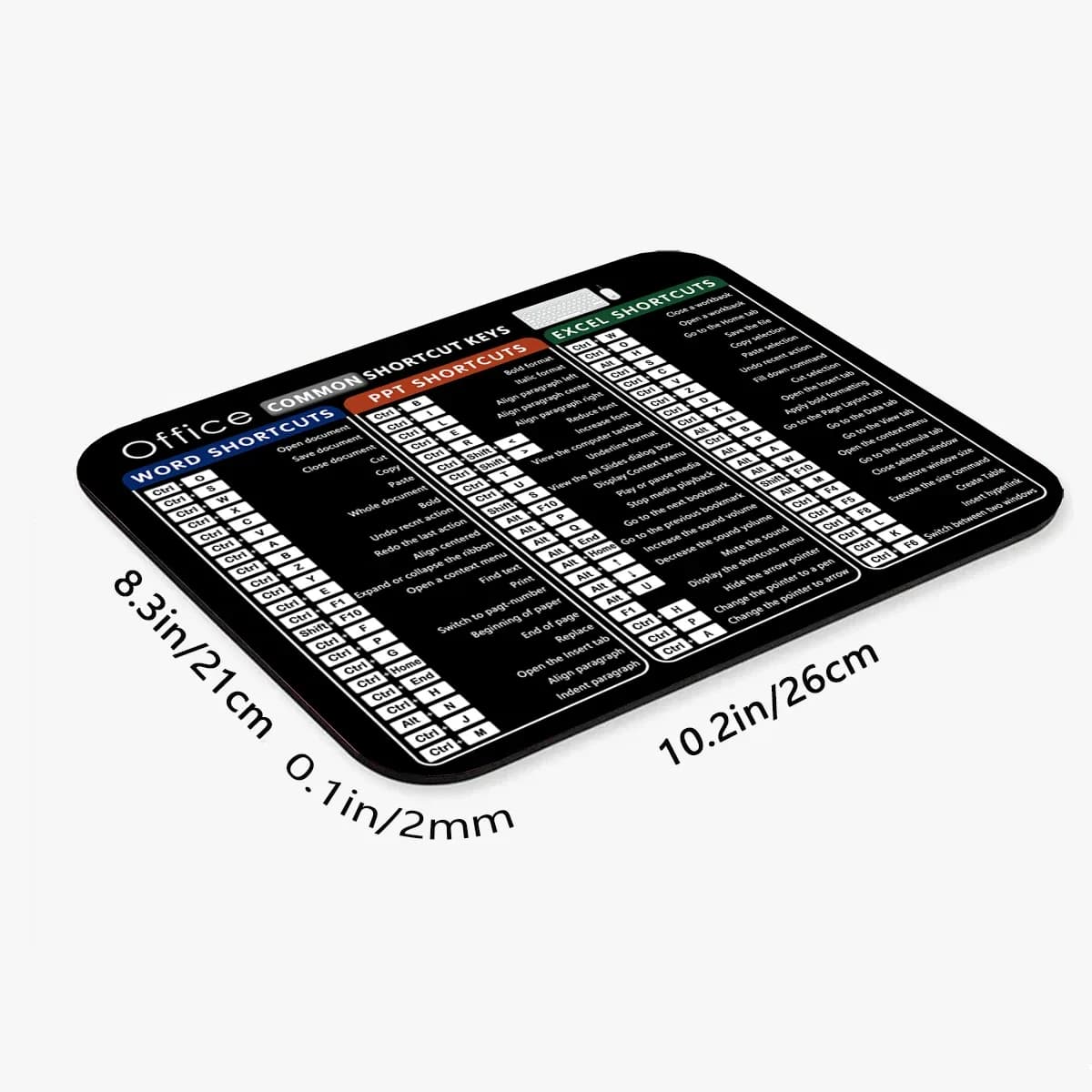 Tapis de souris avec raccourcis clavier Excel, Word et PowerPoint (21 x 26 cm) slide 7