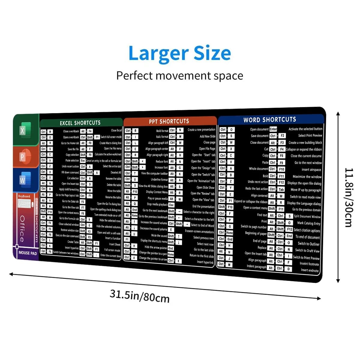 Tapis de souris avec raccourcis clavier Excel, Word et PowerPoint (21 x 26 cm) slide 8