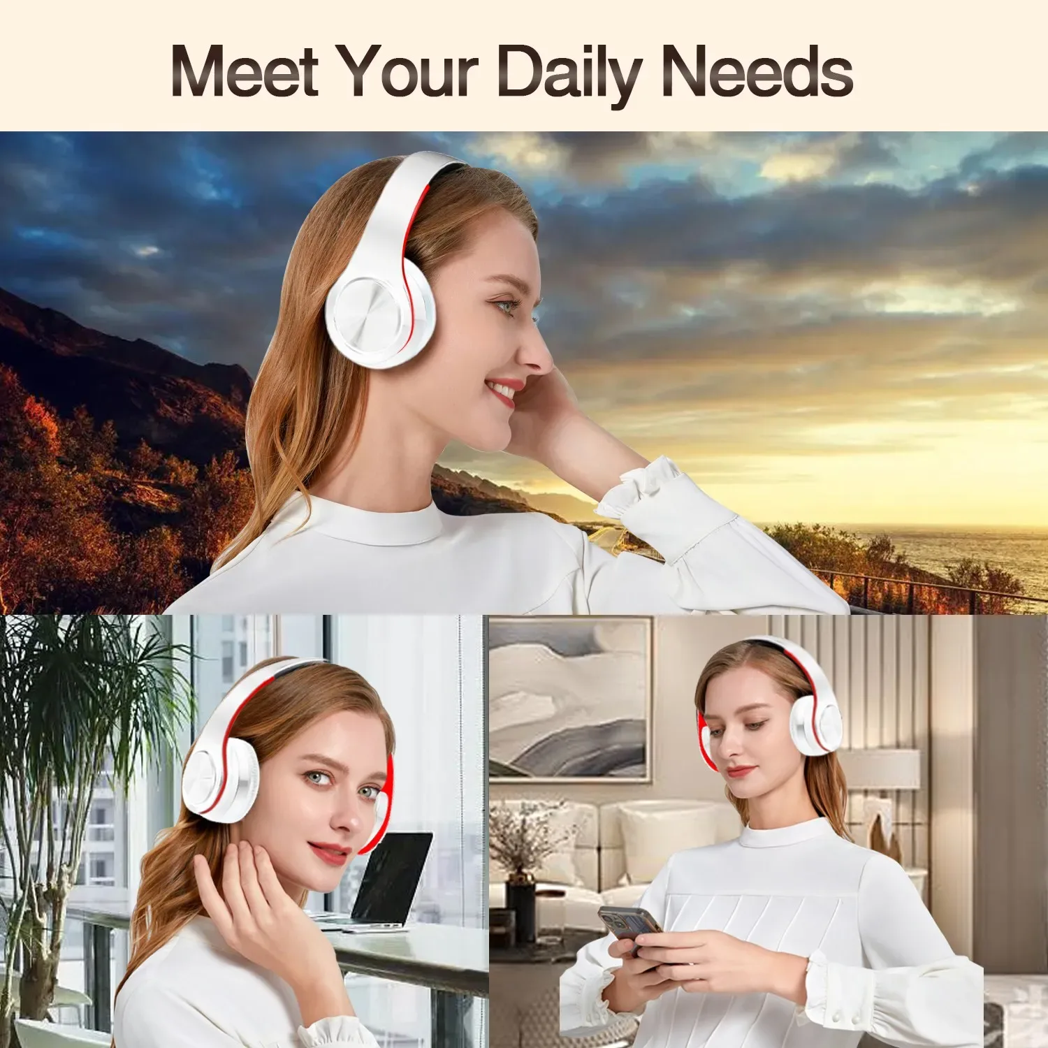 Casque audio Bluetooth sans fil avec micro, radio FM et lecteur MP3 - Image 5