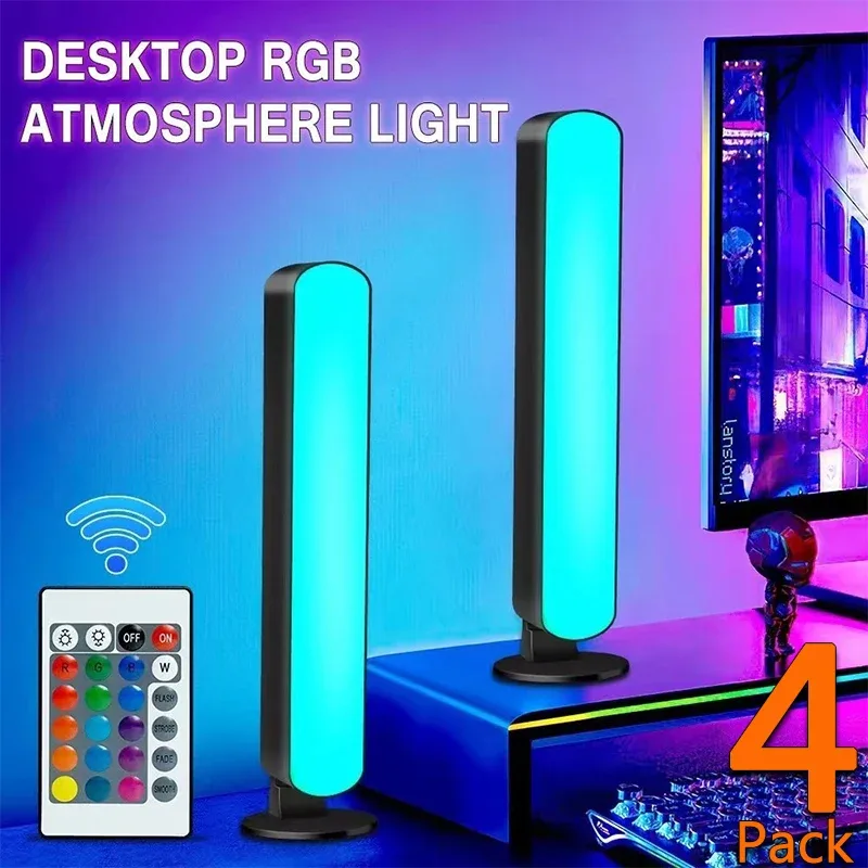 Barres lumineuses LED RGB d'ambiance avec synchronisation musicale et télécommande