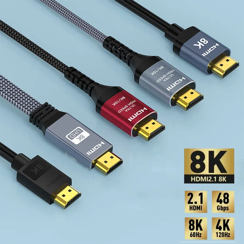 Câble HDMI 2.1 8K Ultra Haute Vitesse (48Gbps) - Tressé - 8K@60Hz / 4K@120Hz