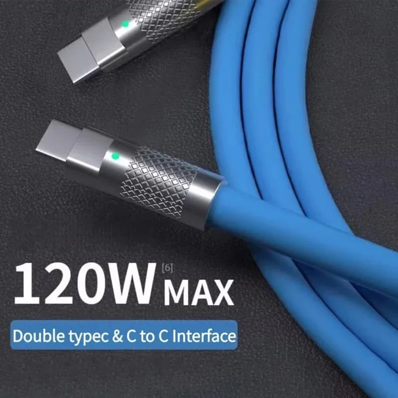 Câble de charge rapide USB-C vers USB-C 100W en silicone liquide