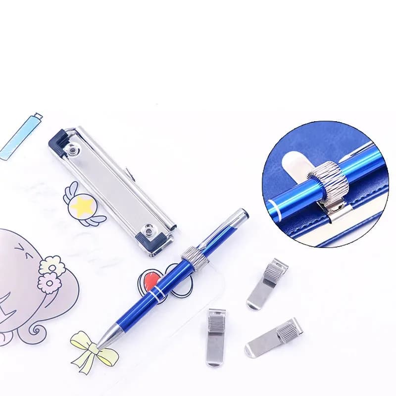 Porte-stylo métallique à ressort avec clip de poche slide 2