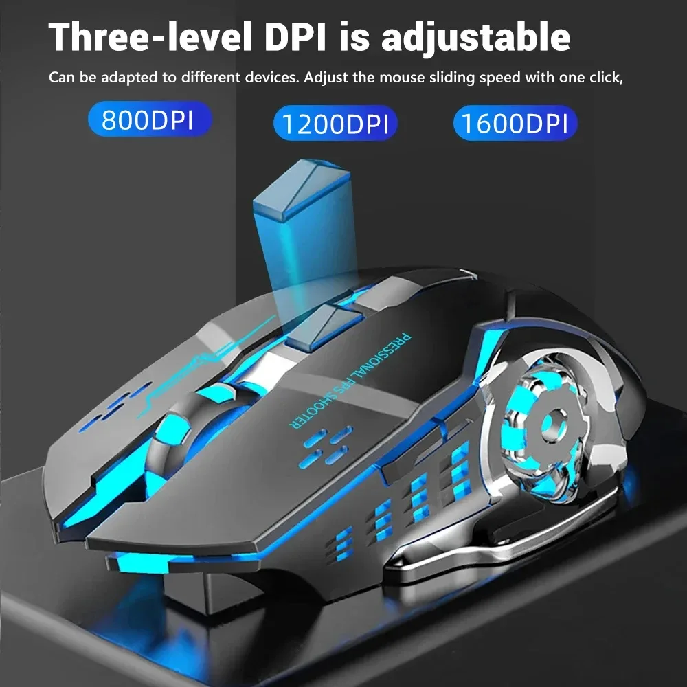 Souris de jeu sans fil rechargeable - Bluetooth & 2.4G - Silencieuse et rétroéclairée - Image 4