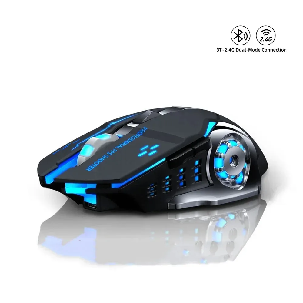 Souris de jeu sans fil rechargeable - Bluetooth & 2.4G - Silencieuse et rétroéclairée - Image 1