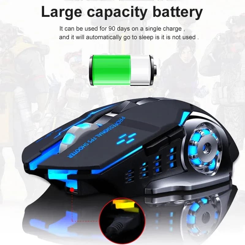 Souris de jeu sans fil rechargeable - Bluetooth & 2.4G - Silencieuse et rétroéclairée - Image 2