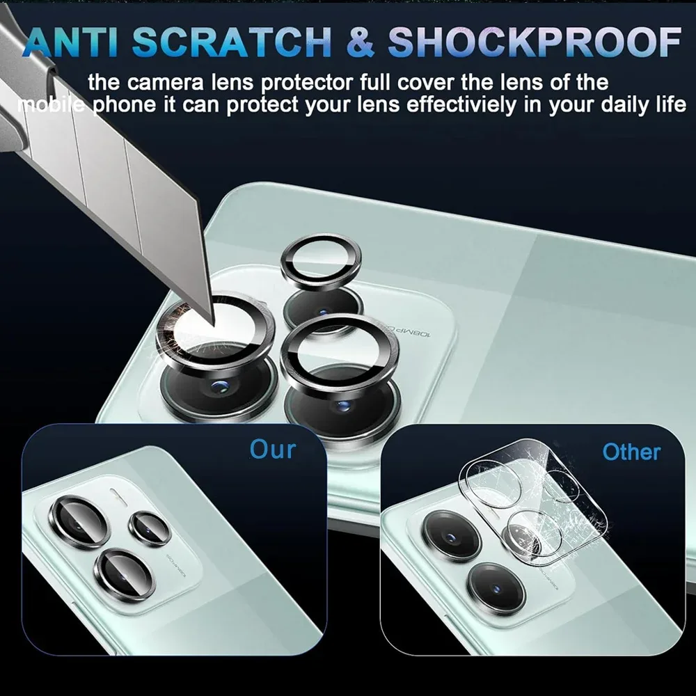 Protection d'objectif d'appareil photo en verre et métal pour Xiaomi Redmi Note 14 Pro 5G slide 2