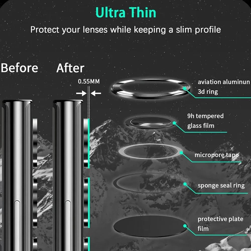 Protection d'objectif d'appareil photo en verre et métal pour Xiaomi Redmi Note 14 Pro 5G slide 4