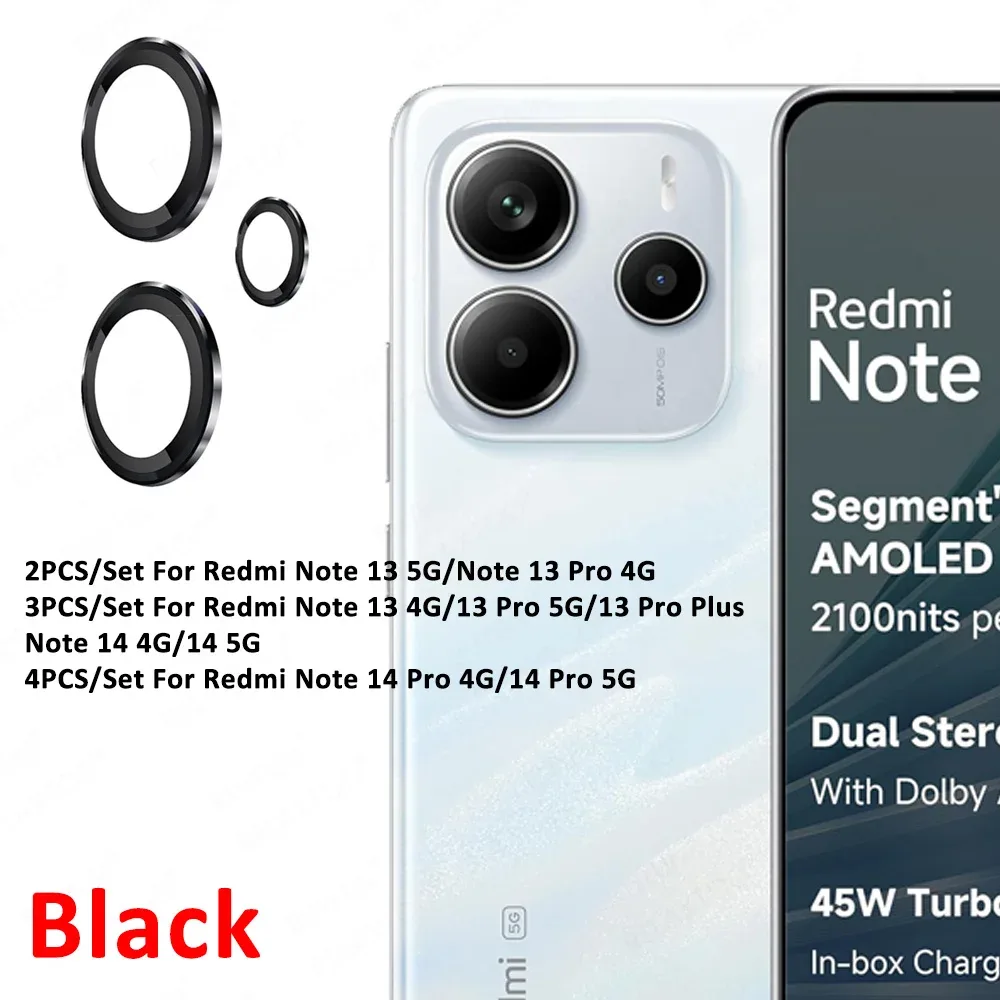 Protection d'objectif d'appareil photo en verre et métal pour Xiaomi Redmi Note 14 Pro 5G slide 8