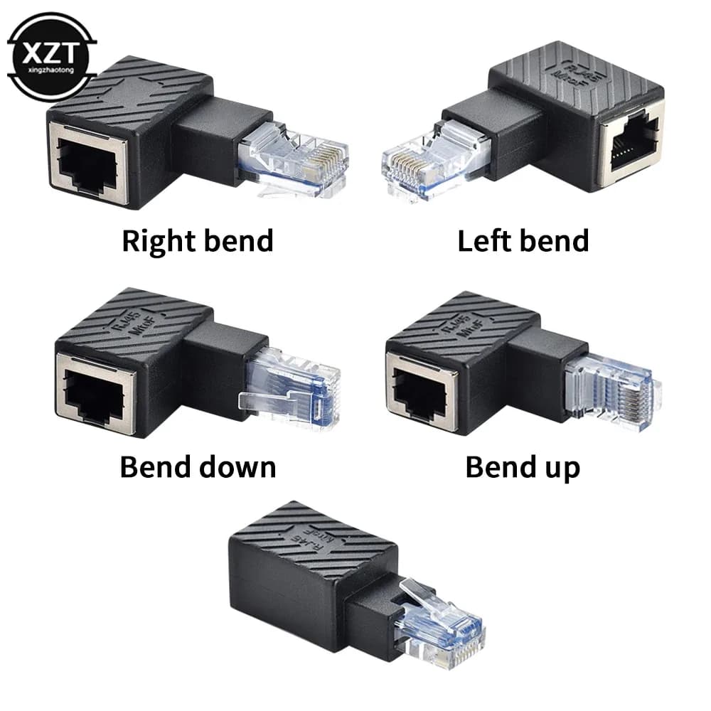 Adaptateur RJ45 Mâle vers Femelle Coudé à 90° - Cat5/Cat6