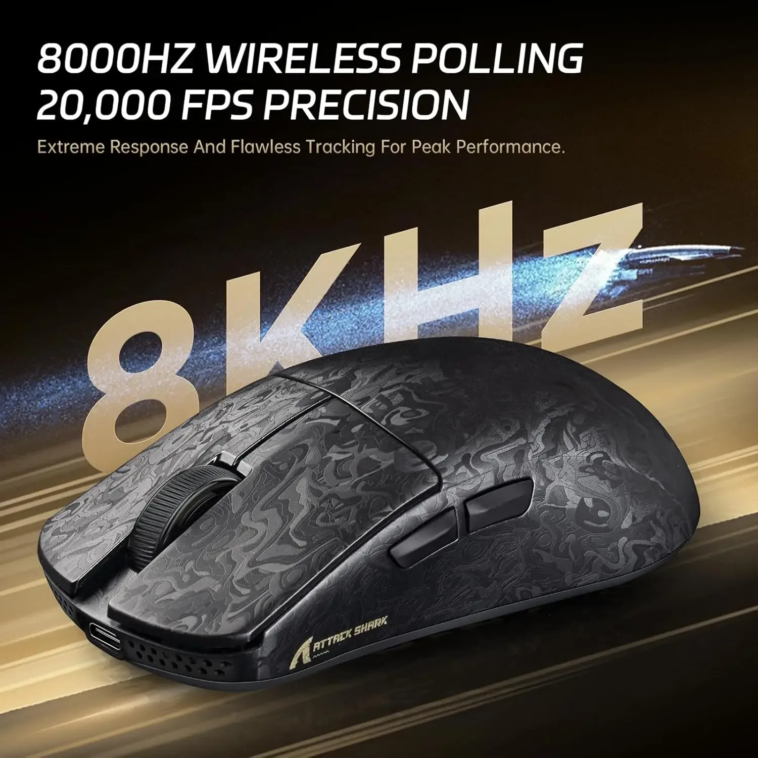 ATTACK SHARK R11 ULTRA - Souris Gaming Sans Fil en Fibre de Carbone, 49g, 8000Hz, 42000 DPI, PAW3950MAX, Puce Nordic 52840 - Image 4