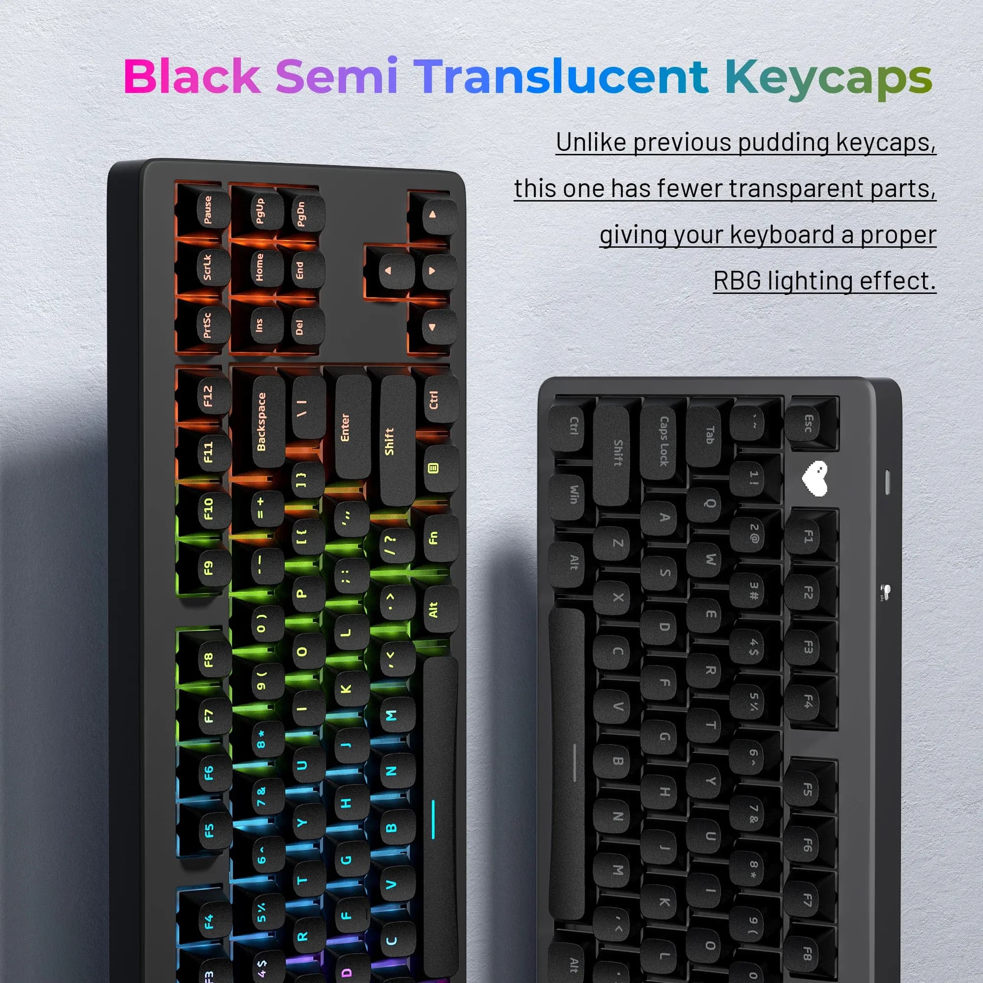 XVX Pudding Black Horizon Line - Set de 117 Touches PBT Double Injection pour Clavier Mécanique - Image 3