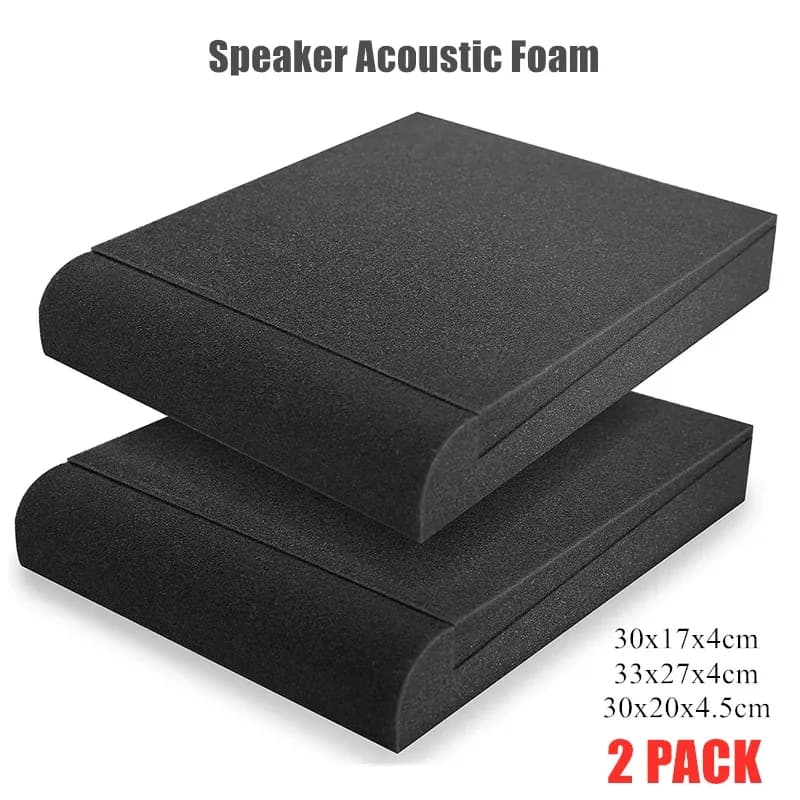 Supports d'isolation en mousse acoustique pour enceintes de monitoring, 33x27x4 cm (Lot de 2)