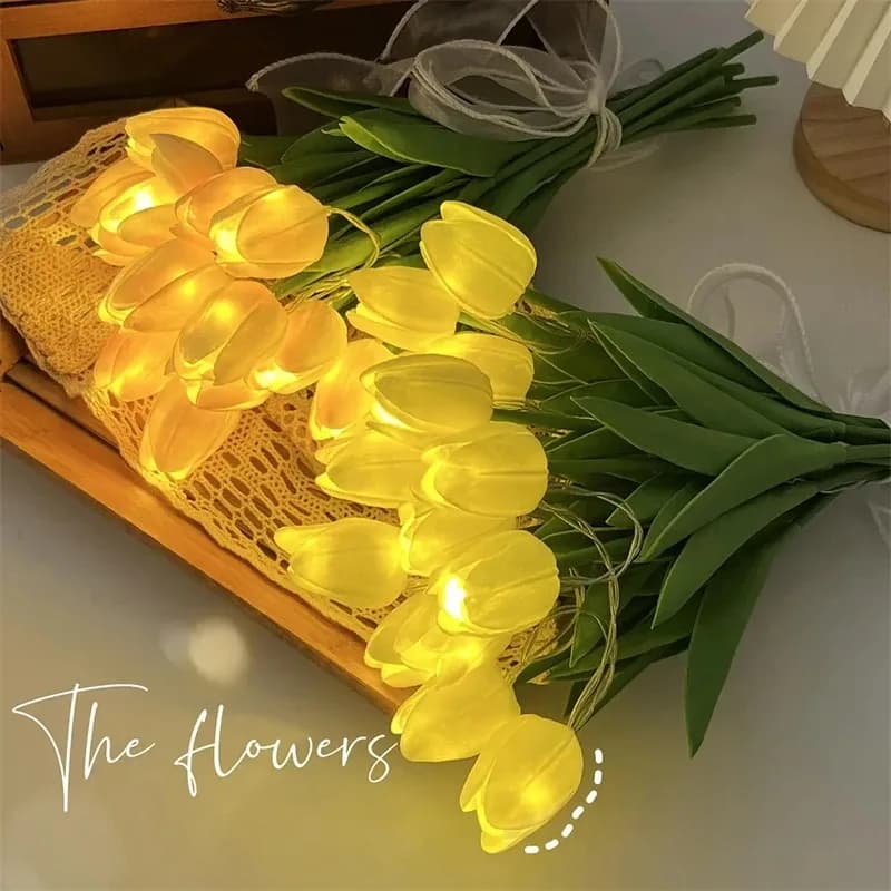 Bouquet de 10 tulipes artificielles lumineuses à LED