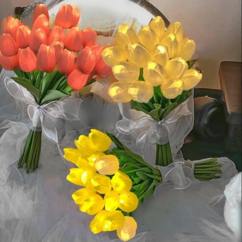 Bouquet de 10 tulipes artificielles lumineuses à LED slide 3