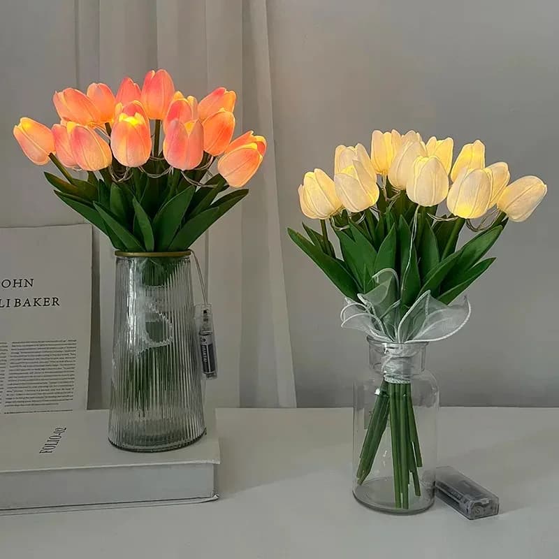 Bouquet de 10 tulipes artificielles lumineuses à LED slide 5