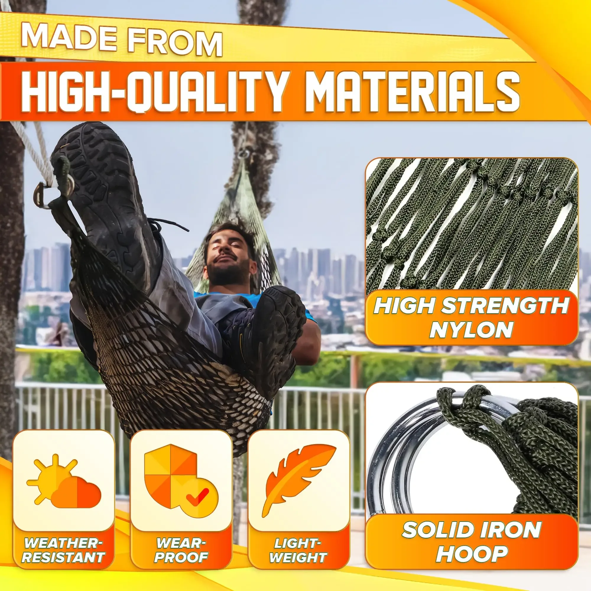 Hamac de camping en maille de nylon slide 4