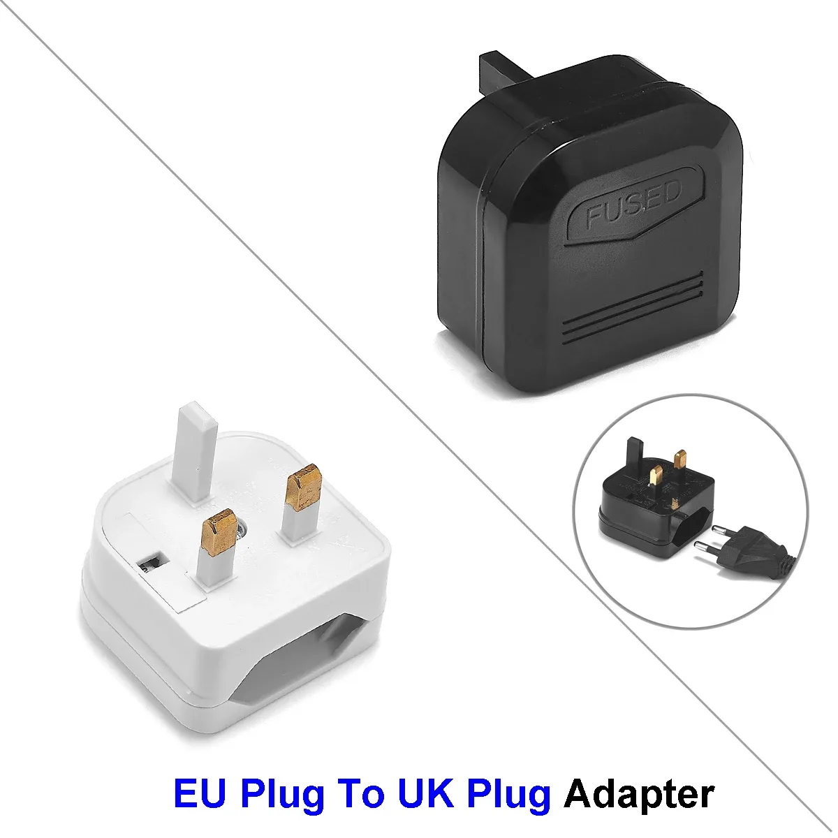 Adaptateur de voyage Europe vers Royaume-Uni avec fusible 5A - Image 1