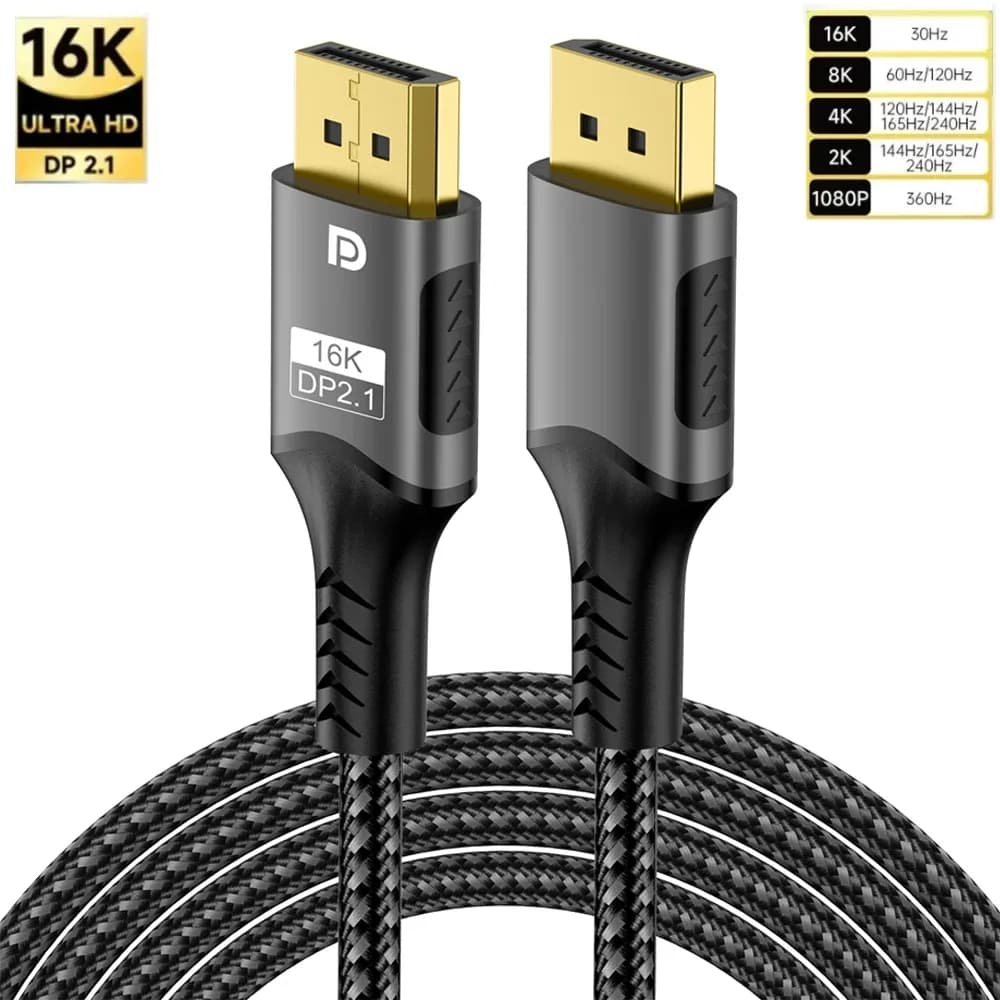 Câble DisplayPort 2.1 - 16K@30Hz, 8K@60Hz, 4K@120Hz - 40 Gbps, HDR10, HDCP - Image 1