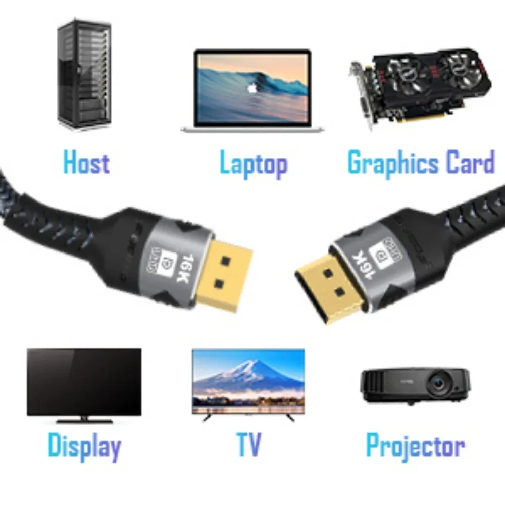 Câble DisplayPort 2.1 - 16K@30Hz, 8K@60Hz, 4K@120Hz - 40 Gbps, HDR10, HDCP - Image 6
