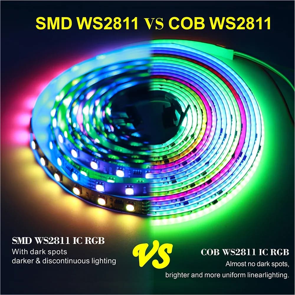 Ruban LED COB RGBIC Adressable WS2812B - 720 Pixels - 12-24V - 10mm - Haute Densité - Image 4