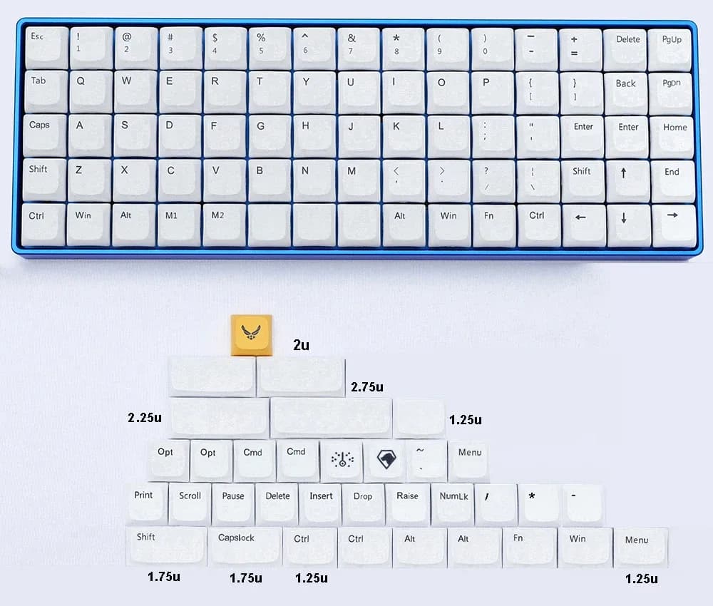 Set de touches DSA/XDA/Cherry pour claviers mécaniques ortholinéaires (AMJ40, NIU40, Ergodox, XD75) slide 16
