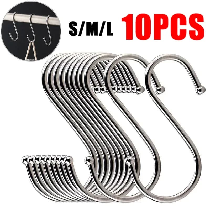 Crochets en S en acier inoxydable (Lot de 3 ou 10 pièces)