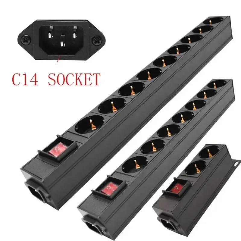 PDU - Unité de Distribution d'Énergie Rackable, Prises Schuko, Boîtier en Alliage d'Aluminium, Entrée IEC C14