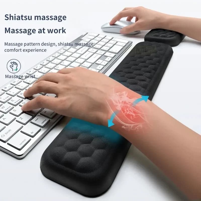 Repose-poignets ergonomique massant en mousse à mémoire de forme pour clavier et souris - Image 2