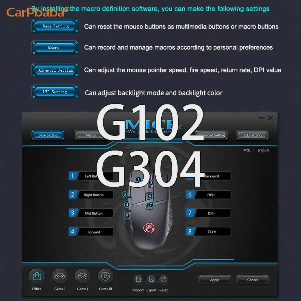 Souris de jeu filaire programmable Chiji P0T91 - 7200 DPI slide 3