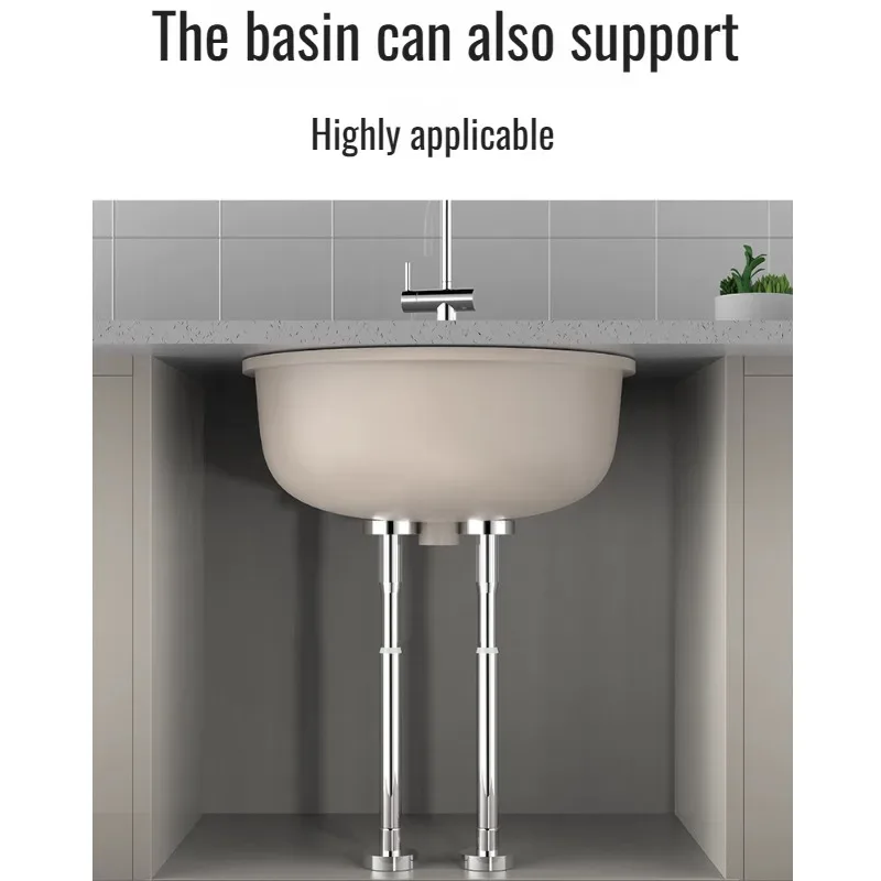 Pied de support télescopique réglable en acier inoxydable pour meubles et éviers slide 4
