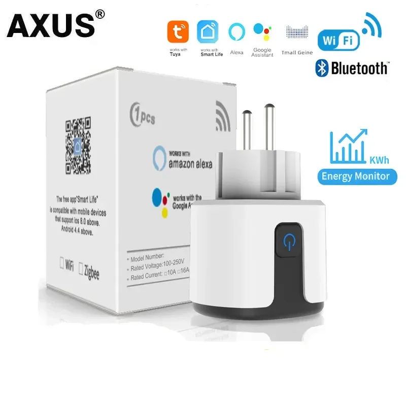 AXUS - Prise Connectée WiFi 16A EU compatible Tuya & Smart Life