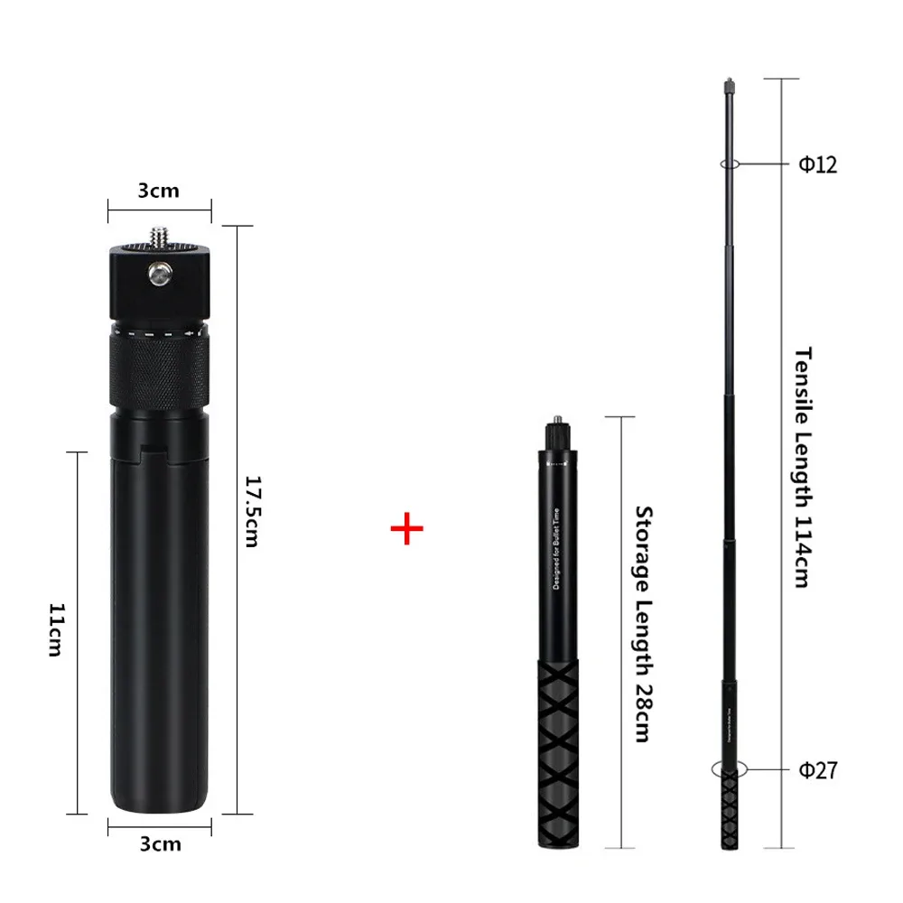 Perche à selfie invisible Bullet Time pour Insta360, GoPro et DJI en alliage d'aluminium slide 8