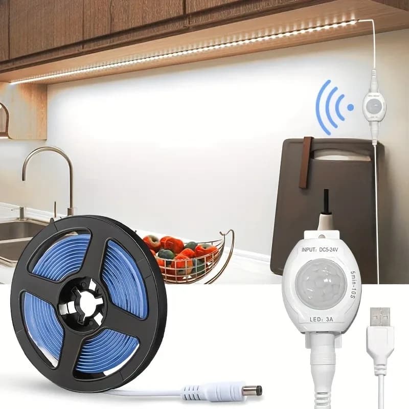 Ruban LED avec Détecteur de Mouvement USB pour Lit, Armoires et Escaliers