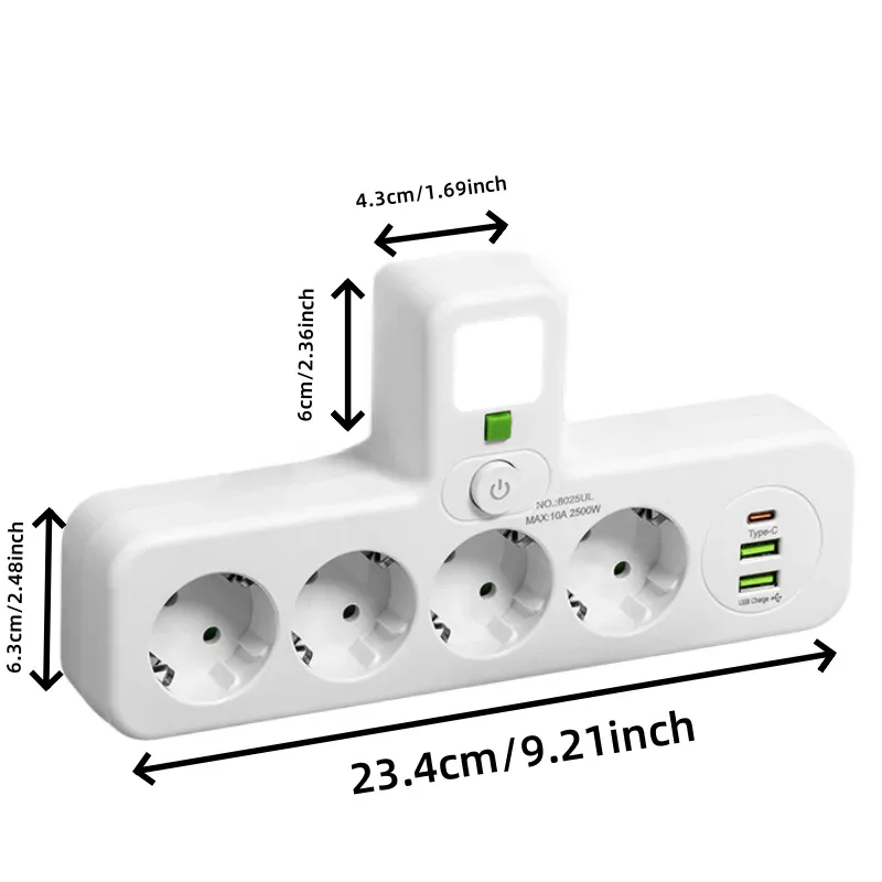 Multiprise murale avec ports USB et interrupteurs individuels slide 6
