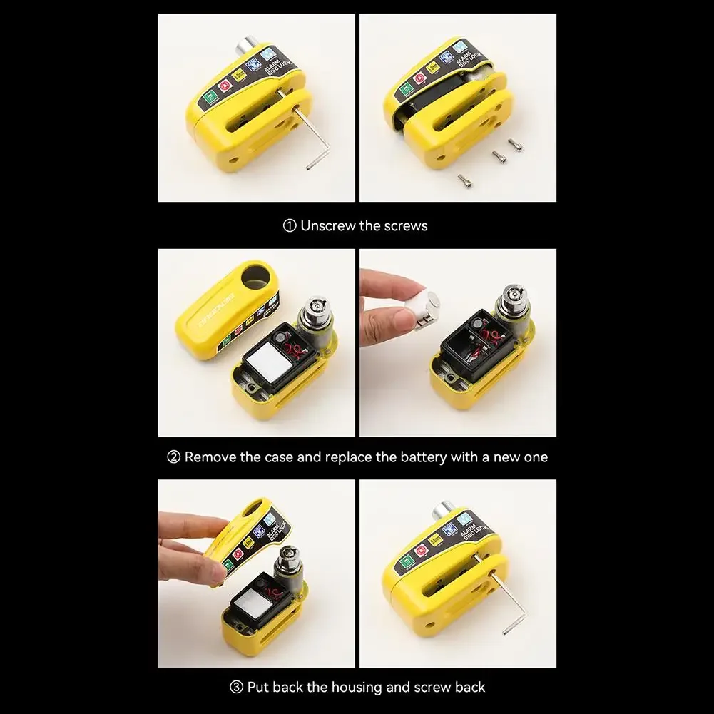 Bloque-disque avec alarme étanche pour moto, scooter et vélo slide 5