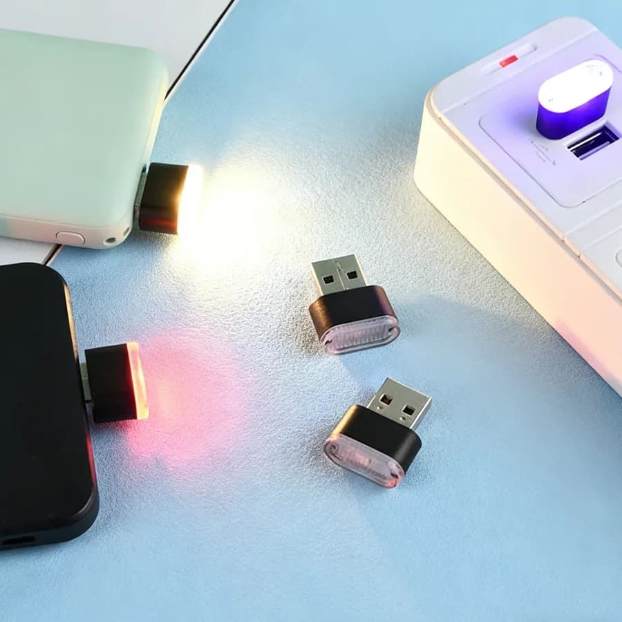 Lot de 5 mini lampes LED USB 5V - Éclairage d'ambiance pour voiture et ordinateur