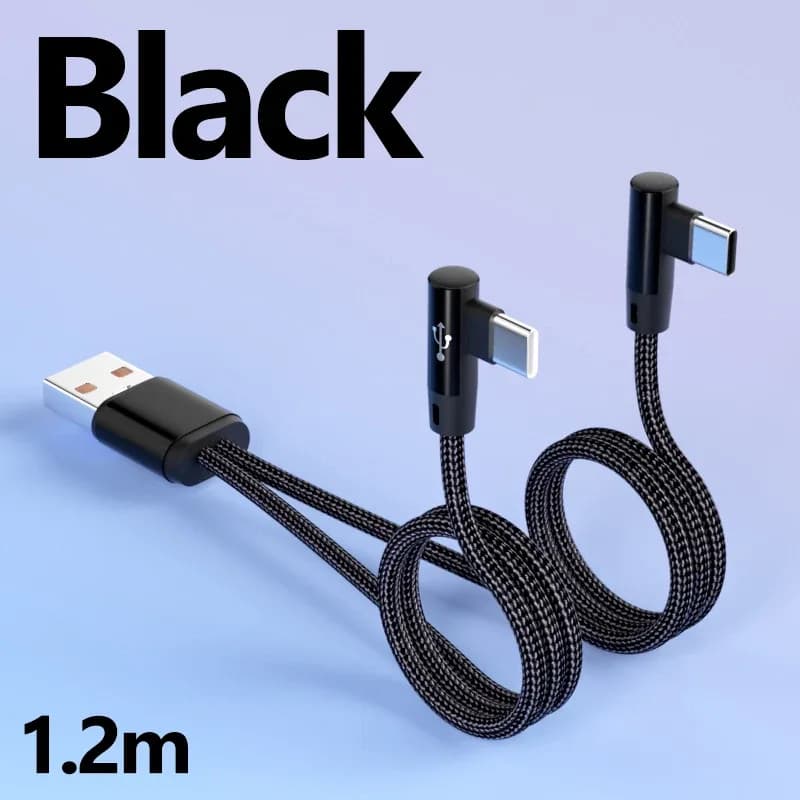 Câble de charge rapide 3-en-1 USB vers double USB-C, 60W, connecteur coudé à 90° slide 8